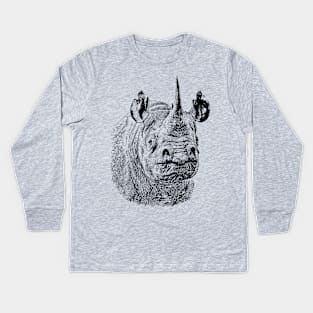 Endangered Black Rhino Portrait | African Wildlife Kids Long Sleeve T-Shirt